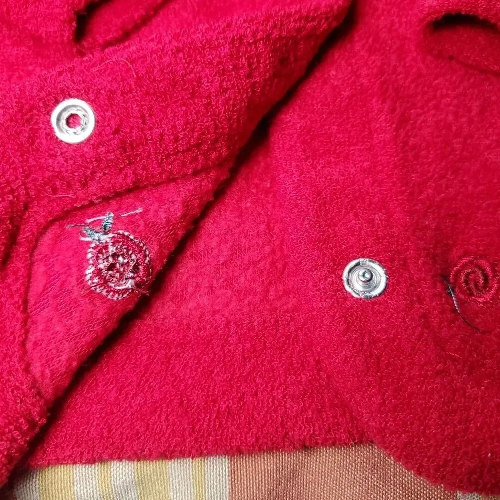 OshKosh 3-6M Cardigan Baby Girl Red Floral Rose Embroidered Vintage Snap Sweater